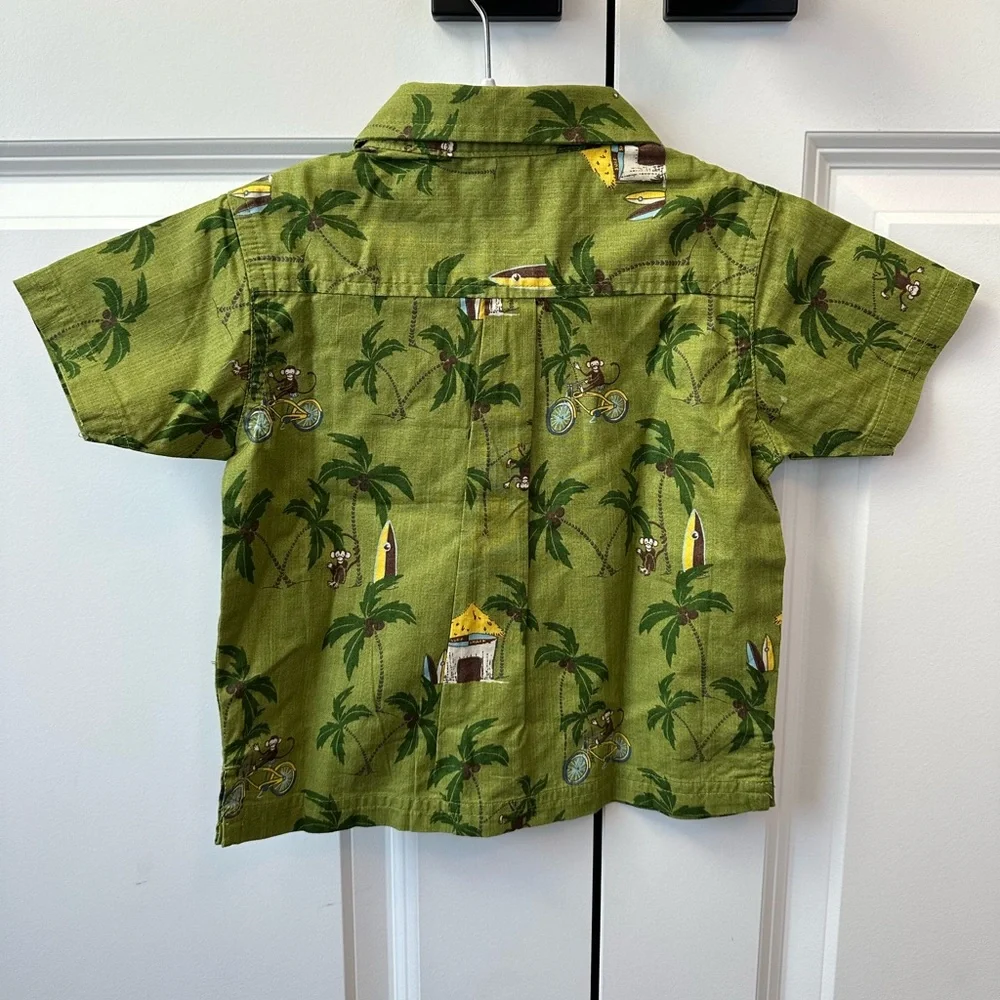 Gymboree Boy's Green Monkey Print Button Down NWT (Size 18-24 Months)